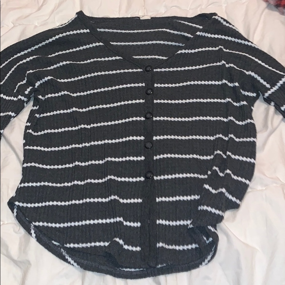 Striped button down sweater